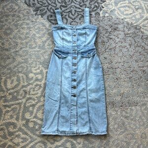 Indigo Rein Denim Button Down Stretch Dress Blue XS